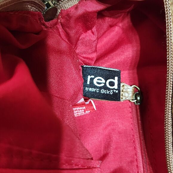 MARC ECKO RED PEBBLED FAUX LEATHER BOHO HANDBAG - Picture 7 of 9